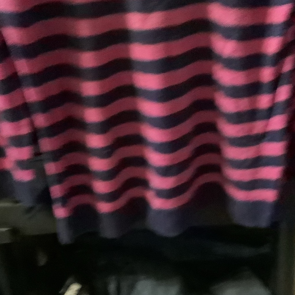 Talbots Vibrant Pink and Navy Striped Sweater, Linen, XL - Picture 4 of 9